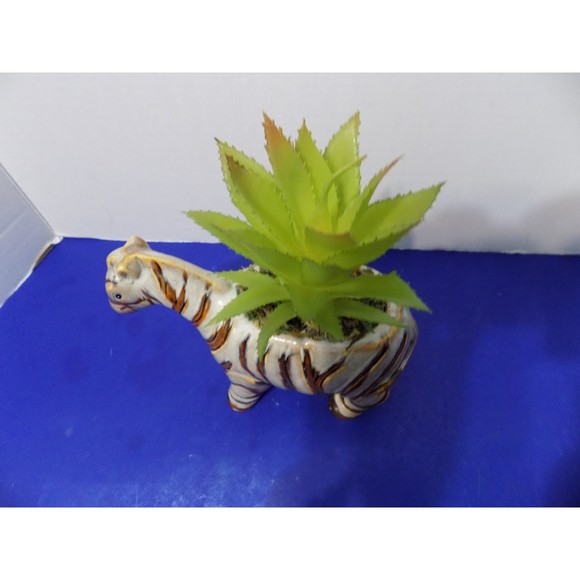 NEW Zebra Planter With Faux Plant Zebra Figurine Home Decor - Picture 5 of 5